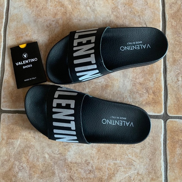 VALENTINO by Mario Irene Logo Leather Slides - Picture 2 of 7